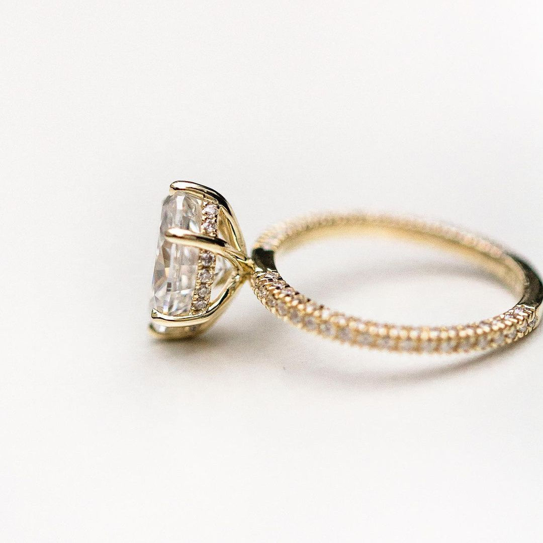 2.5 CT Oval Hidden Halo & Pave Lab Grown Diamond Engagement Ring