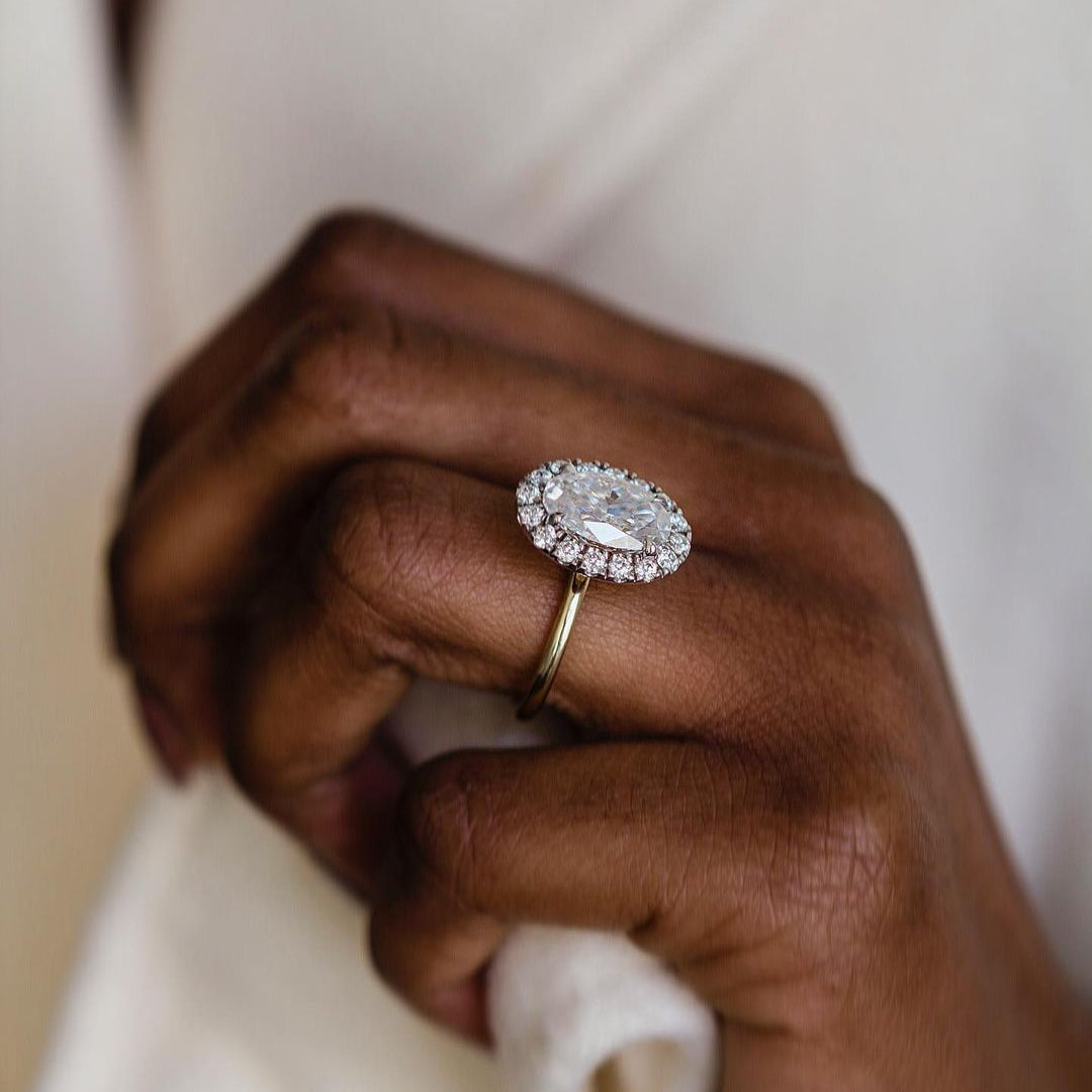 3.85 CT Oval Halo Lab Grown Diamond Engagement Ring