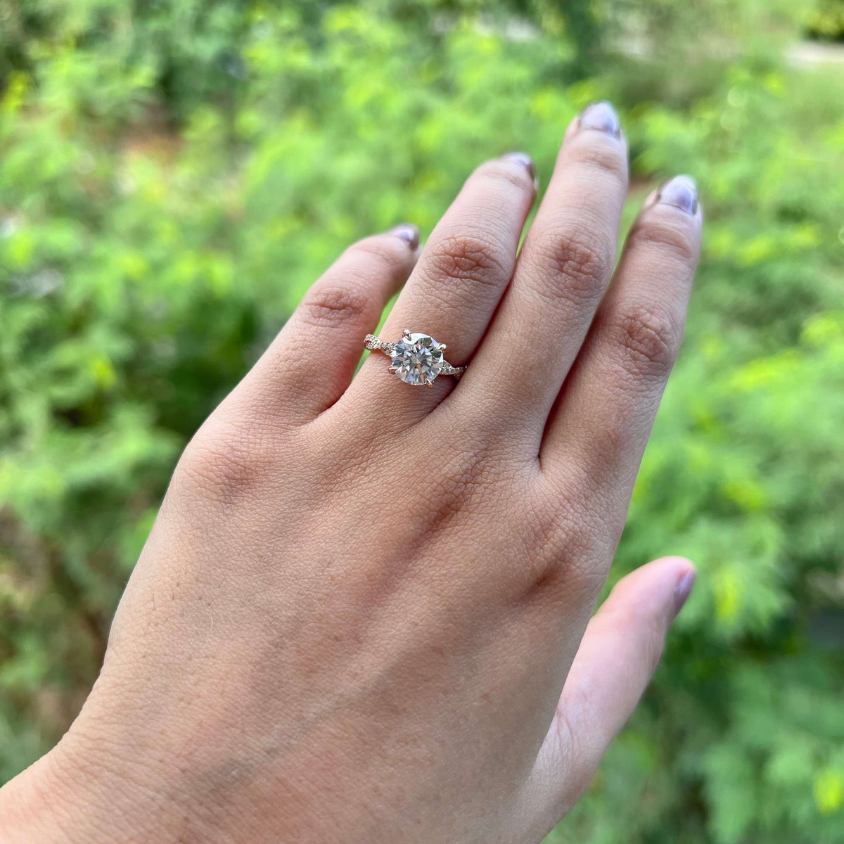 4.11 CT Round Twisted Pave Lab Grown Diamond Engagement Ring