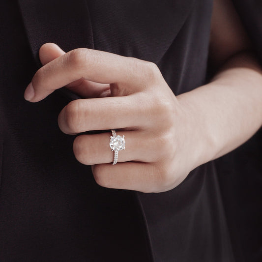 1.50 CT Round Pave Lab Grown Diamond Engagement Ring