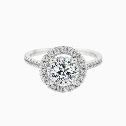 1.0 CT Round Halo & Pave Lab Grown Diamond Engagement Ring
