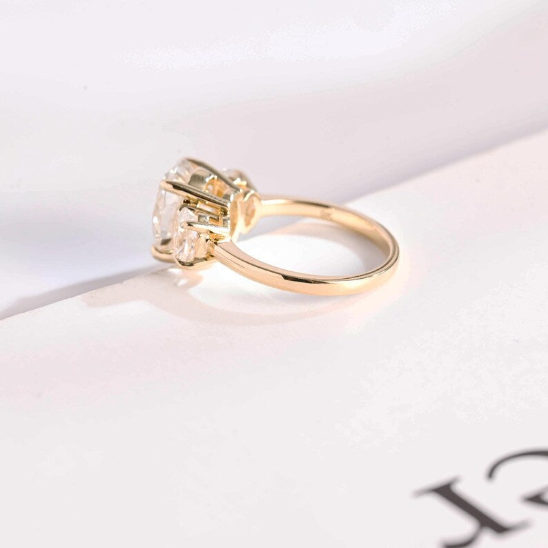 Stunning 1.0 - 2.0 CT Oval Moissanite Engagement Ring with Three Stone Design 10