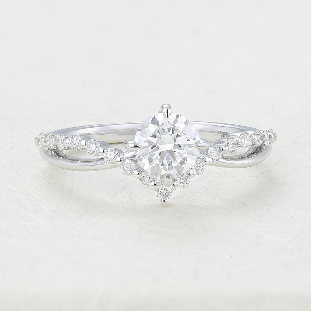 0.41 CT Round Pave & Split Shank Lab-Grown Diamond Engagement Ring