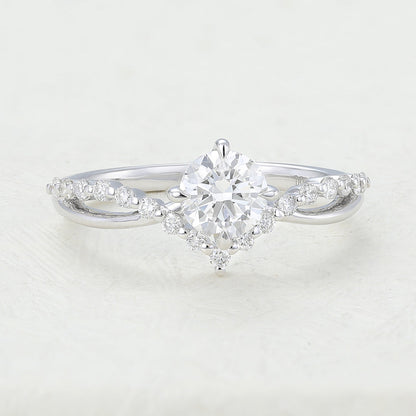 0.41 CT Round Pave & Split Shank Lab-Grown Diamond Engagement Ring