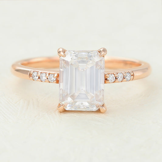 1.6 CT Emerald Pave Lab-Grown Diamond Engagement Ring
