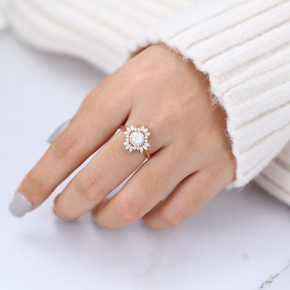 0.41 CT Round Cluster Lab-Grown Diamond Engagement Ring