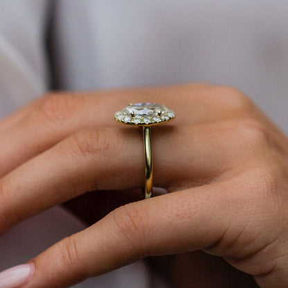 3.8 CT Oval Halo Lab Grown Diamond Engagement Ring