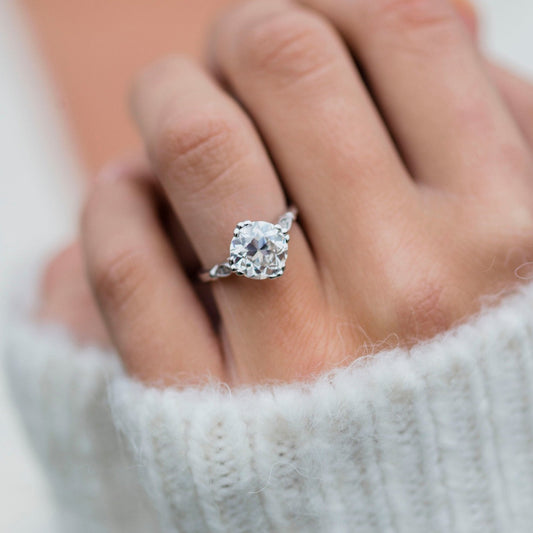 2.5 CT Round Vintage Pave Lab Grown Diamond Engagement Ring