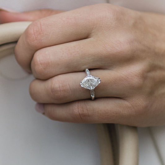 2.1 CT Oval Vintage Pave Lab Grown Diamond Engagement Ring