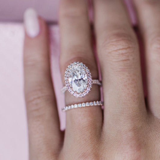 3.9 CT Oval Halo & Pave Lab Grown Diamond Engagement Ring