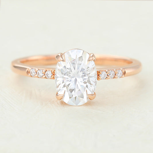 1.33 CT Oval Pave Lab-Grown Diamond Engagement Ring