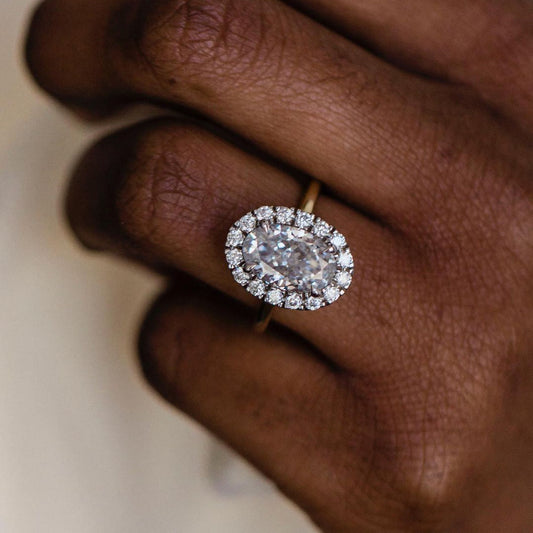 3.85 CT Oval Halo Lab Grown Diamond Engagement Ring