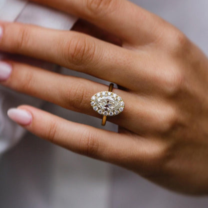 3.8 CT Oval Halo Lab Grown Diamond Engagement Ring