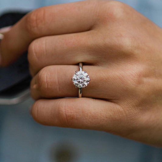 2.1 CT Round Pave Lab Grown Diamond Engagement Ring