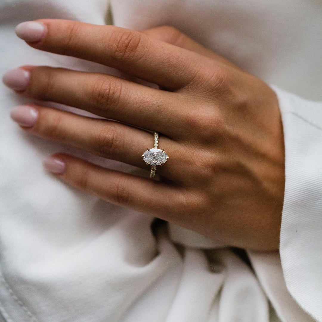 2.5 CT Oval Hidden Halo & Pave Lab Grown Diamond Engagement Ring