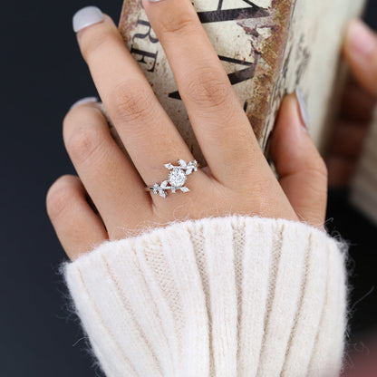 0.41 CT Round Cluster Lab-Grown Diamond Engagement Ring