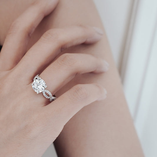 2.0 CT Round Crisscross Pave Lab Grown Diamond Engagement Ring