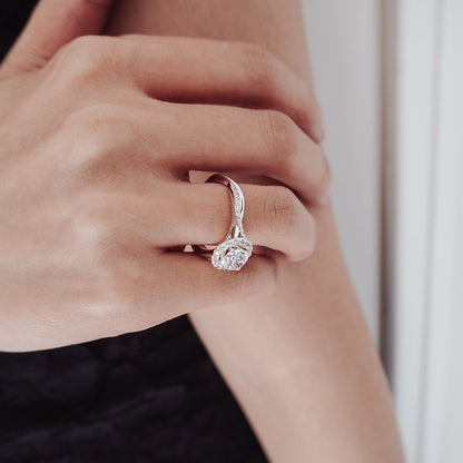 1.0 CT Round Crisscross Pave Lab Grown Diamond Engagement Ring