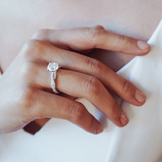 1.50 CT Round Twisted Pave Lab Grown Diamond Engagement Ring