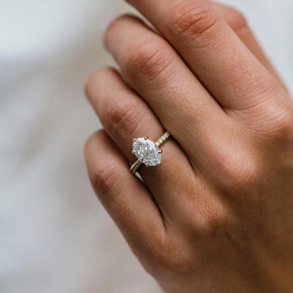 2.5 CT Oval Hidden Halo & Pave Lab Grown Diamond Engagement Ring