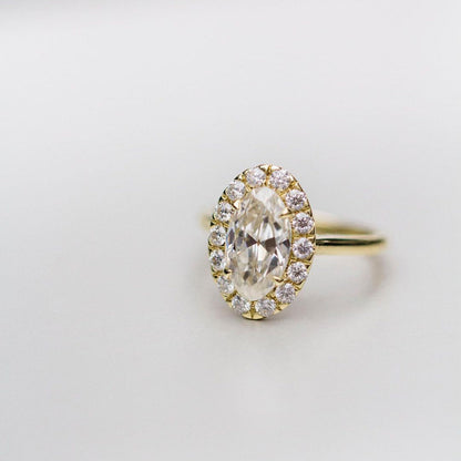 3.8 CT Oval Halo Lab Grown Diamond Engagement Ring