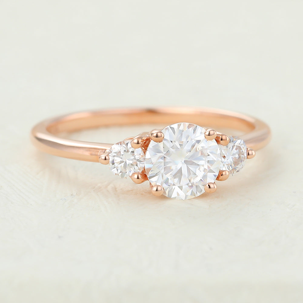 0.68 CT Round Three Stone Lab-Grown Diamond Engagement Ring