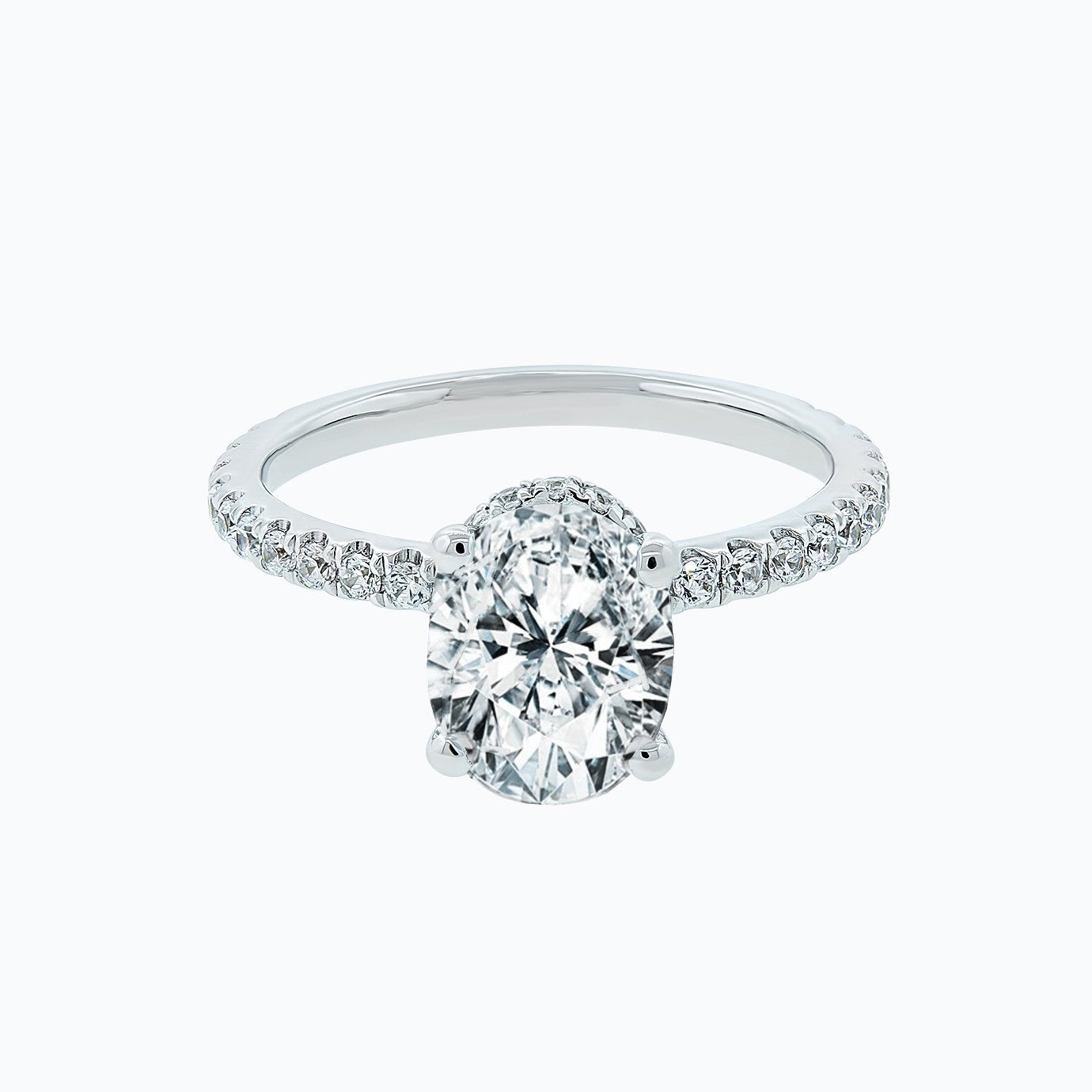 2.50 CT Oval Hidden Halo & Pave Lab Grown Diamond Engagement Ring
