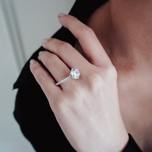 2.0 CT Round Pave Lab Grown Diamond Engagement Ring