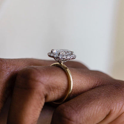 3.85 CT Oval Halo Lab Grown Diamond Engagement Ring