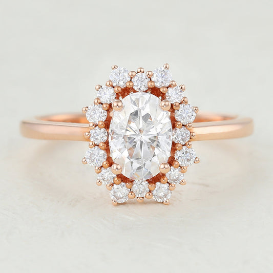 1 CT Oval Cluster Lab-Grown Diamond Engagement Ring