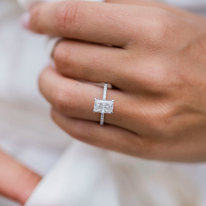 2 CT Radiant Pave Lab Grown Diamond Engagement Ring