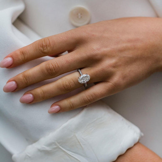 3.5 CT Oval Pave Lab Grown Diamond Engagement Ring