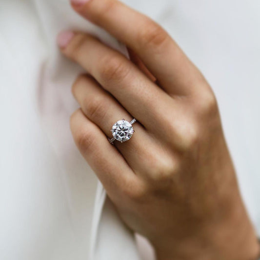 3.1 CT Round Pave Lab Grown Diamond Engagement Ring