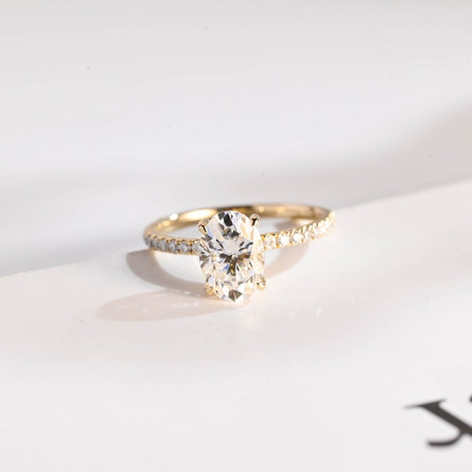 Stunning 1.0 - 2.0 CT Oval Moissanite Engagement Ring with Pave Design 1