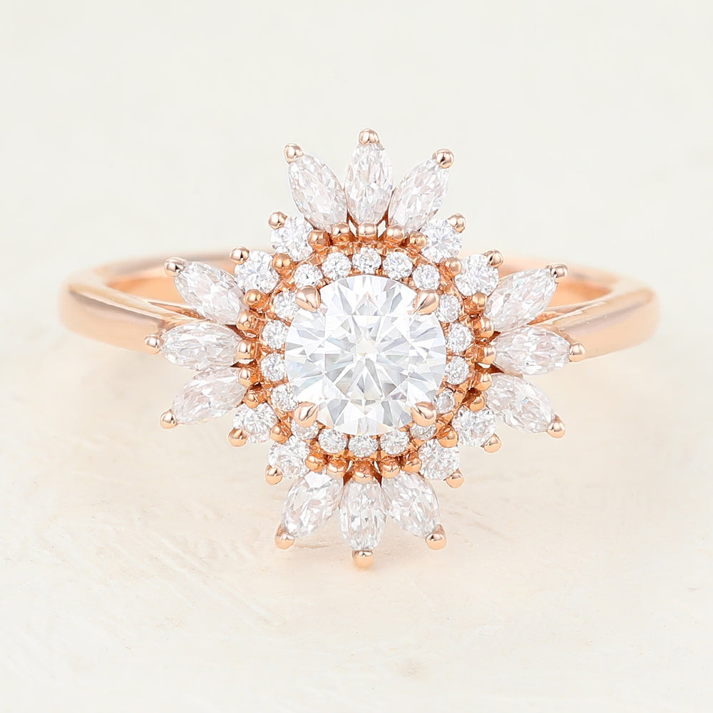 0.41 CT Round Cluster Lab-Grown Diamond Engagement Ring