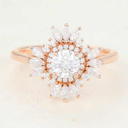 0.41 CT Round Cluster Lab-Grown Diamond Engagement Ring