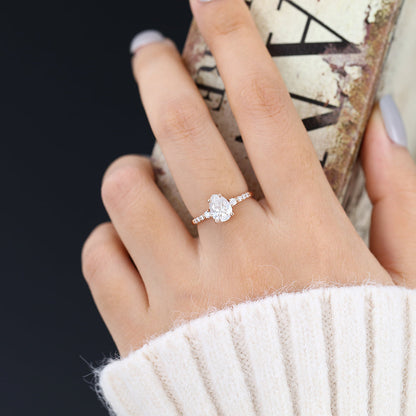 1 CT Pear Pave Moissanite Engagement Ring