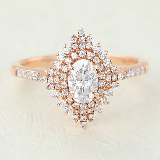 0.43 CT Oval Cluster Lab-Grown Diamond Engagement Ring
