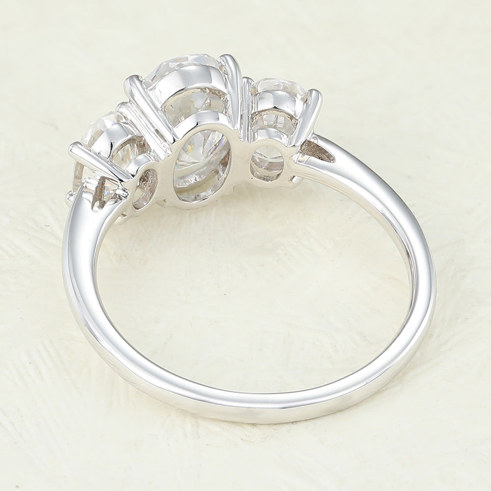 1.91 CT Oval Three Stone Moissanite Engagement Ring