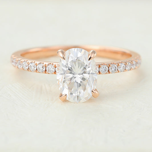 1.33 CT Oval Pave Lab-Grown Diamond Engagement Ring