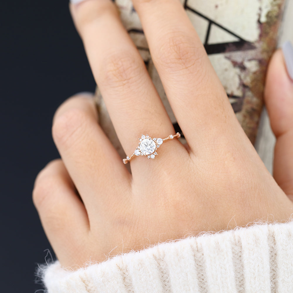 0.41 CT Round Cluster Lab-Grown Diamond Engagement Ring