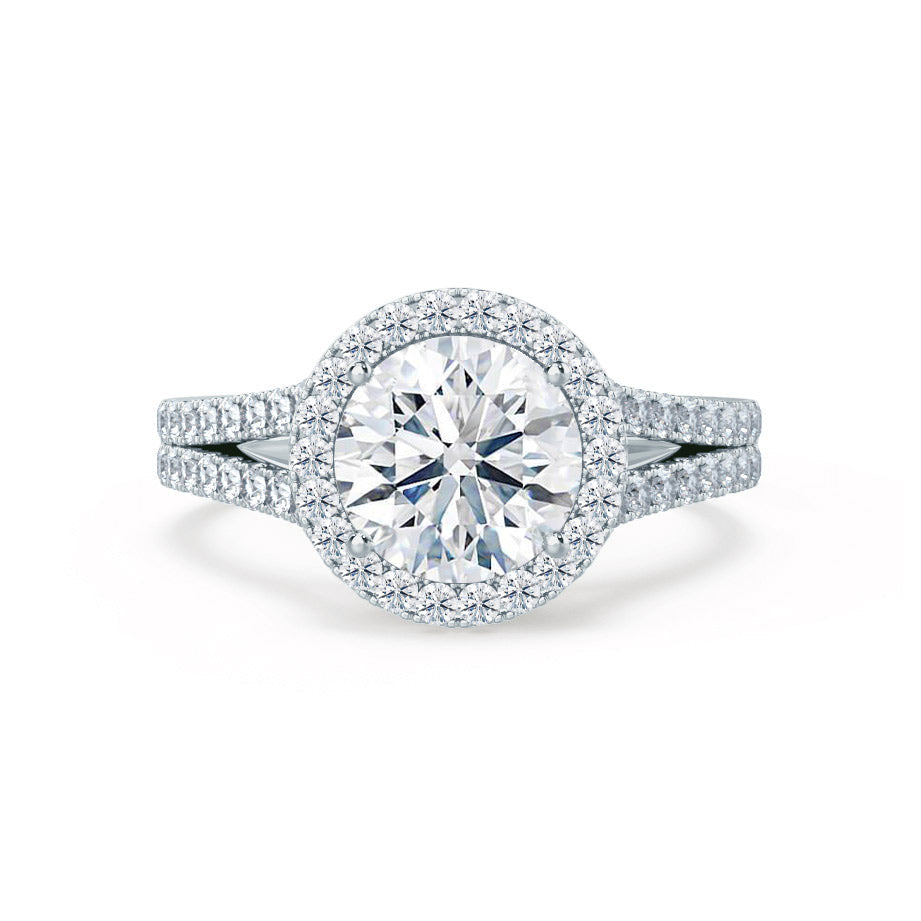 1 CT Round Halo & Pave Lab Grown Diamond Engagement Ring