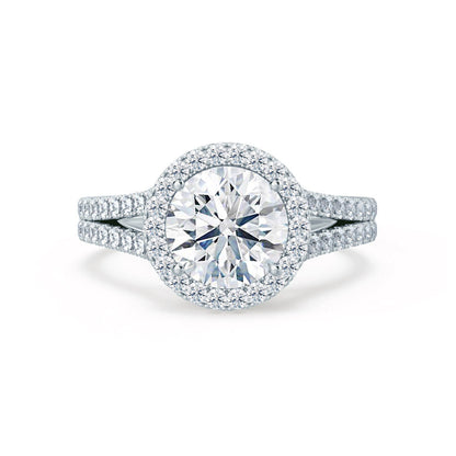 1 CT Round Halo & Pave Lab Grown Diamond Engagement Ring