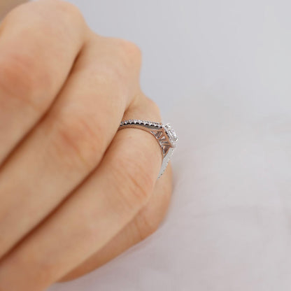 1 CT Round Halo & Pave Lab Grown Diamond Engagement Ring