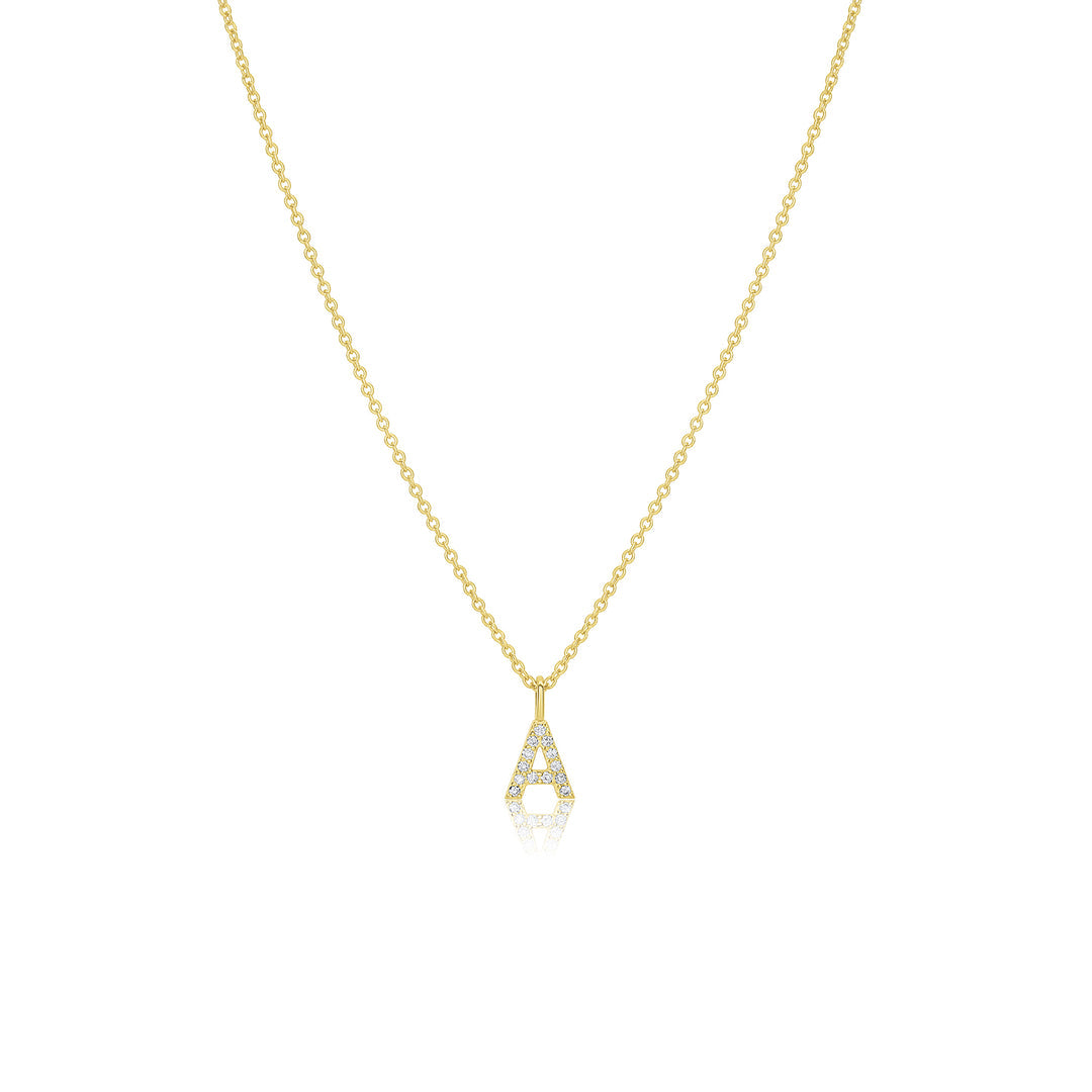 0.08 TCW Round Moissanite Initial Necklace