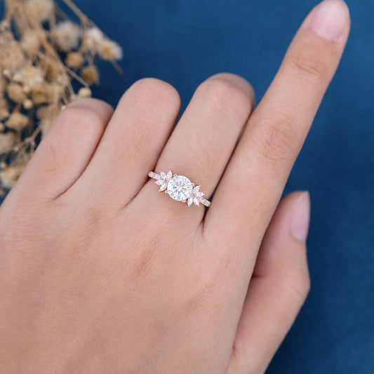 1.1 CT Round Cluster Lab Grown Diamond Engagement Ring