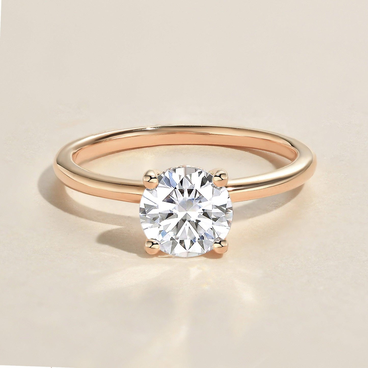 1 CT Round Hidden Halo Lab Grown Diamond Engagement Ring