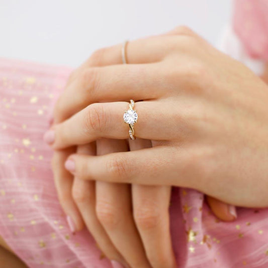 1 CT Round Pave Lab Grown Diamond Engagement Ring