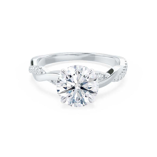 1 CT Round Twisted Pave Lab Grown Diamond Engagement Ring