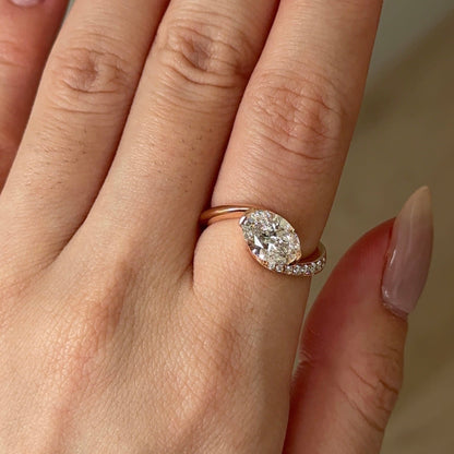 1.59 CT Oval Swirl Pave Moissanite Engagement Ring